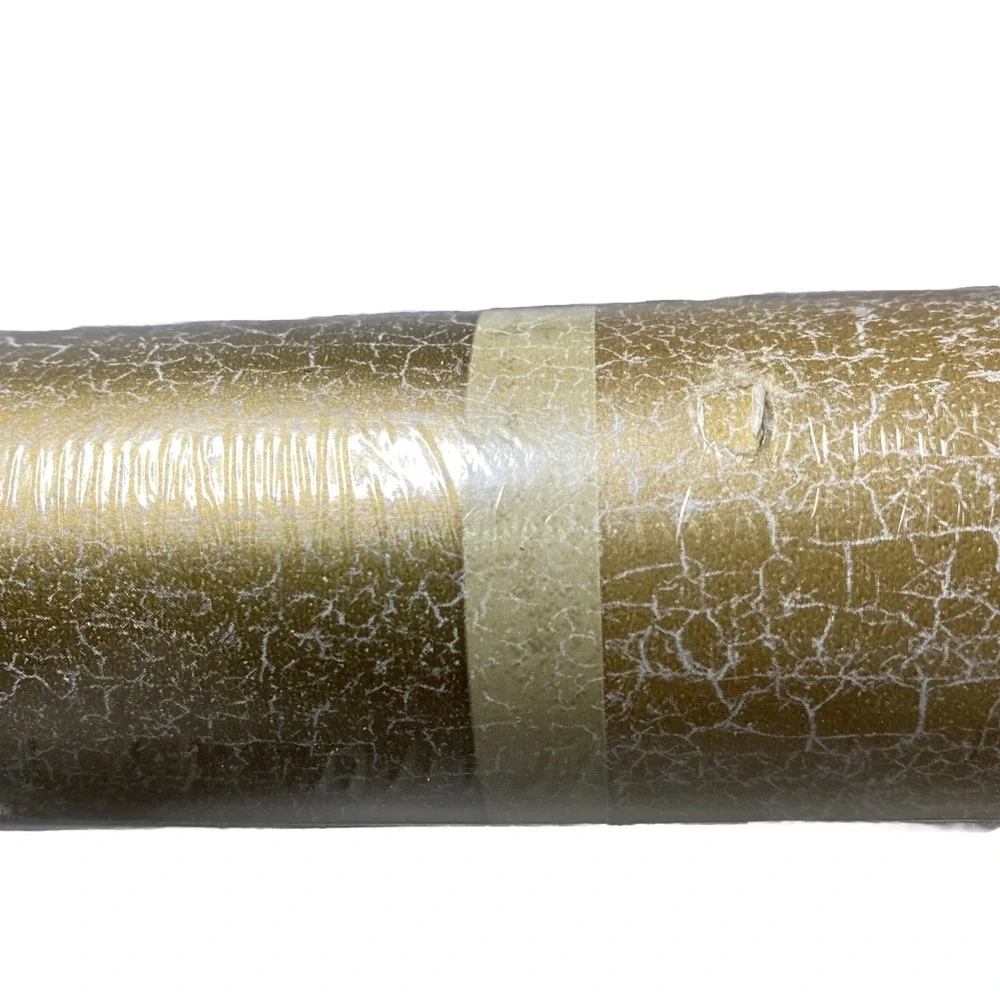 York Gold Silver Foil Crackle Striped Beige VTG Dbl Roll Wallpaper West Wind Des